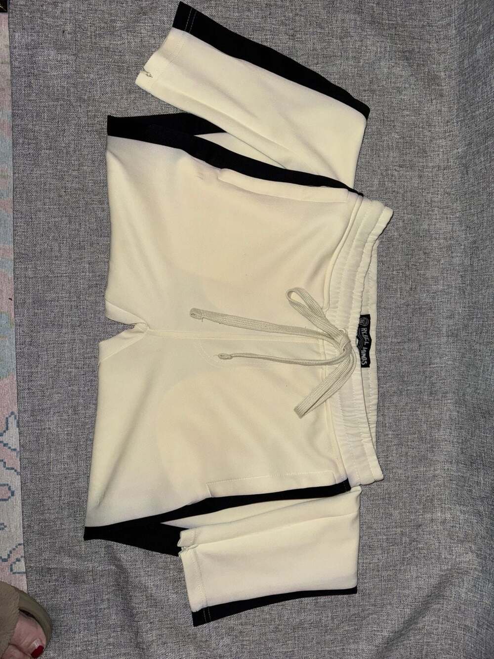 Rebel Minds Cream and Black Side Stripe Track Pants with Ankle Zippers